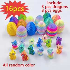 16-Piece Set, 3D Printed Mini Dragon Egg Model, 8 Eggs + 8 Dragons, Multiple Colors, Desktop Decor, Creative Gift for Friends and Family