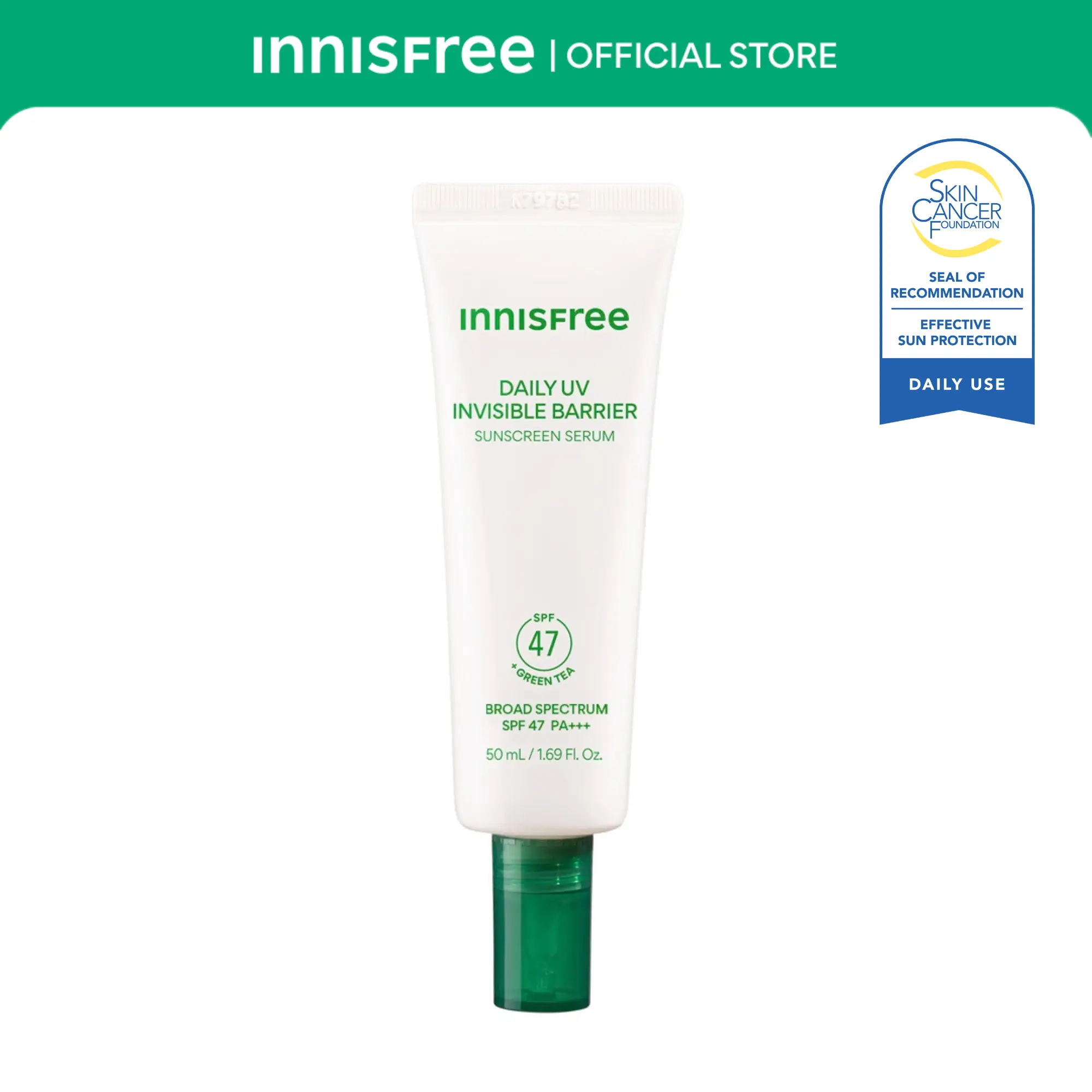 [Innisfree Official] Daily UV Invisible Barrier Sunscreen Serum Broad Spectrum SPF 47 with Green Tea
