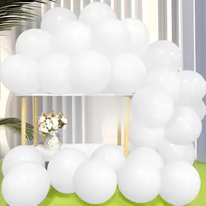 White Balloons 12-inch 100 Pack Big Helium Matte Shiny Pastel Round White Thicken Latex Balloon for Wedding Kid's Birthday Party Baby Shower Engagement (with 3 Ribbons)
