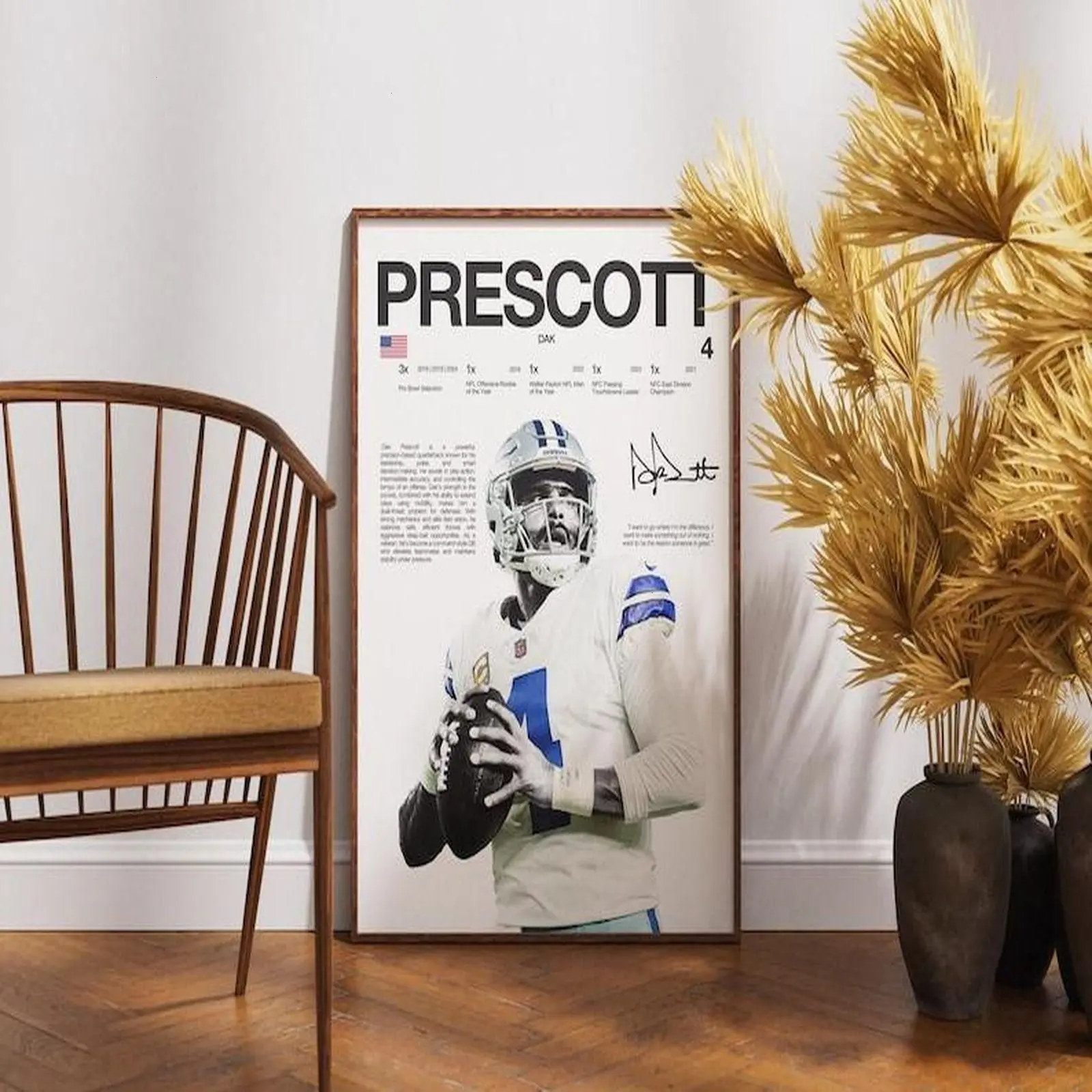 Dak Prescott Poster, NFL Wall Print, Football , NFL Poster Print, Sports Decor, Dallas Cowboys Poster, Football nfl Gift (UnFramed)