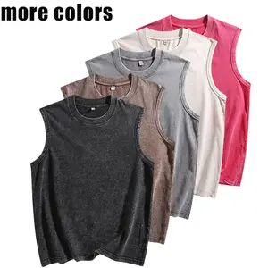 Solid Color Oversized Vintage Washed Tank Top - 100% Cotton Unisex