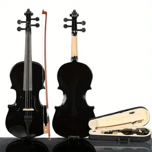 New 3 4 Acoustic Violin Case Bow Black guitar