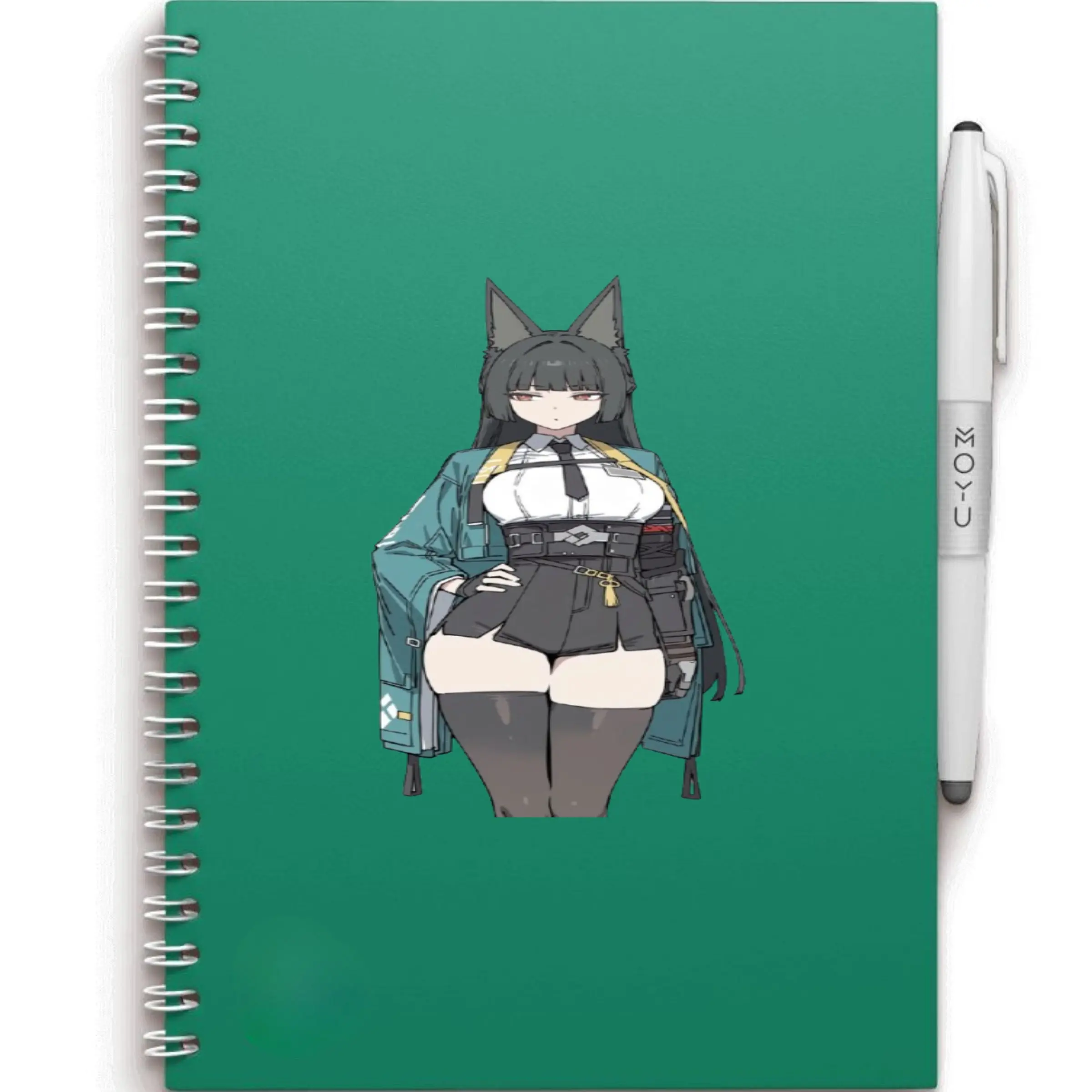 Black Fox Girl Anime Sticker, Cool Tactical Kemonomimi Character Decal for Laptop, Phone, Water Bottle, Helmet, Car and Gaming PC