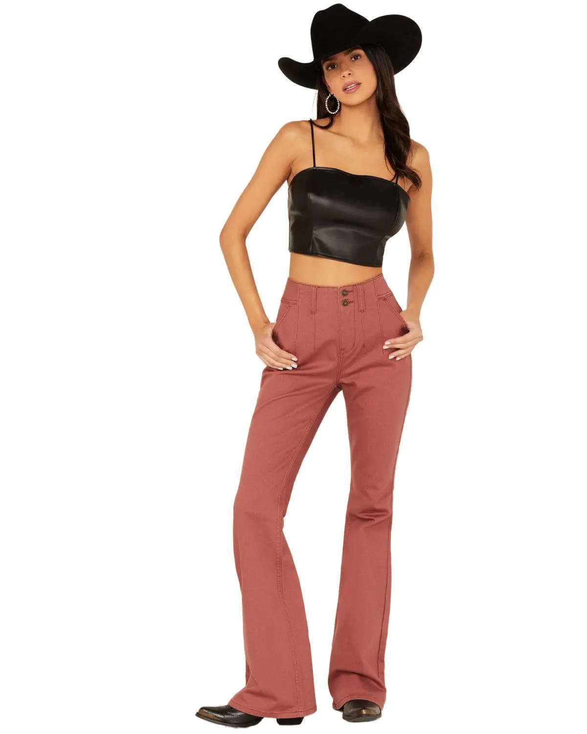 Shyanne Women's Women'S Marsala Darted Waist Comfort Stretch Super Flare - Swsp24j59-Rucop