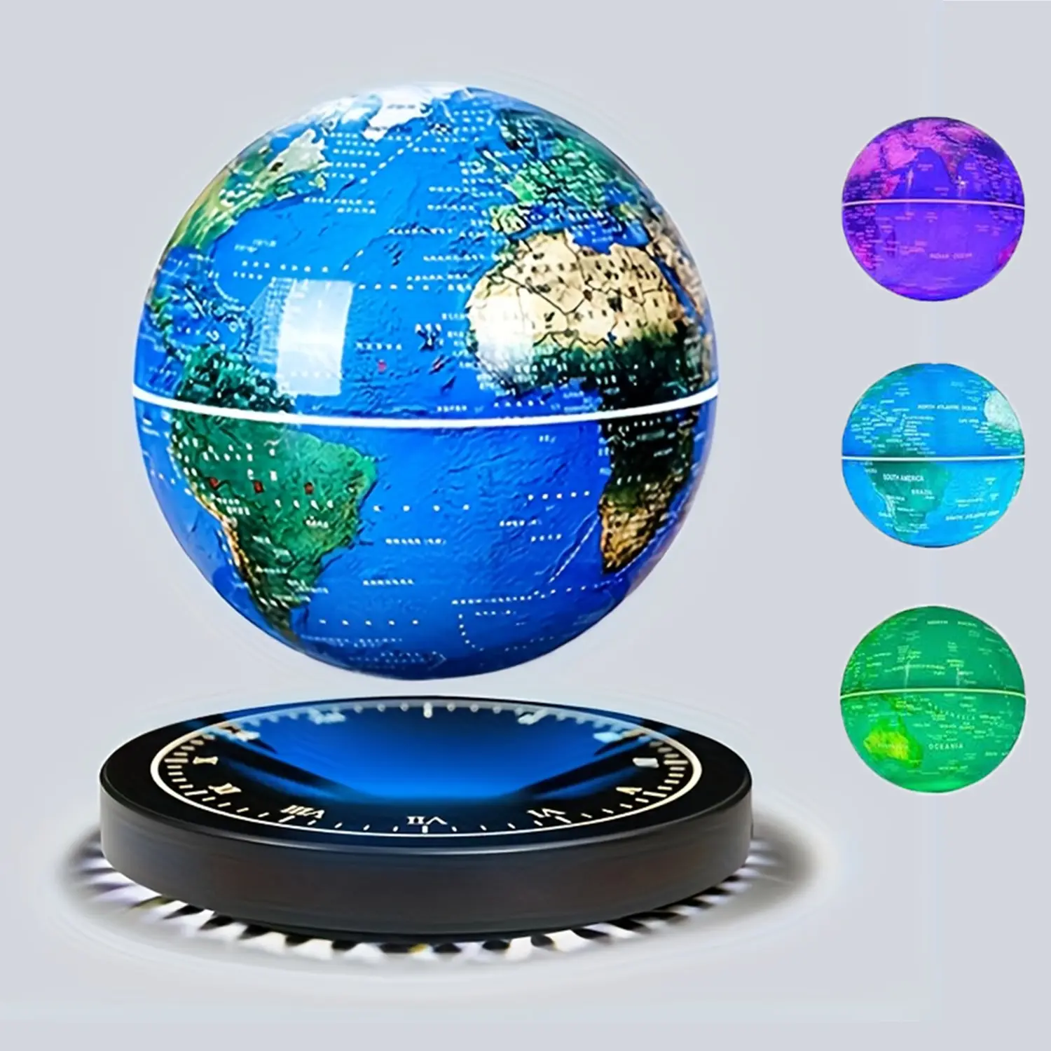 Magnetic Levitating Earth Globe with LED Display, Durable Plastic Floating Sphere World Map, Desk Decor for Home Office, Art-Science-Technology Gift for Geography Lovers, Perfect Gift Option, Gifts