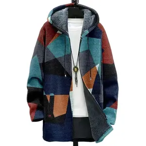 Digital Printed Hat Cardigan Men's Mid-length Trench Coat Cotton Fabric Menswear Polyester Long Sleeve Wetsuit Jackets
