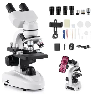 VEVOR Compound Binocular Microscope, Summervibes,Summervibes, 40-2000X Magnification, Professional Compound Microscope for Adult with Phone Adapter, LED Light, Aluminum Alloy Body, for Lab, School, Home, Education