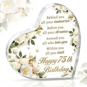 75th Birthday Gift for Women, 75th Birthday Decoration - Printed Acrylic, Unique 75th Birthday Present