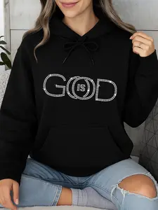 God Is God Hoodie Black Religious Statement Sweatshirt Personalized Unisex Women Winter Cozy Fleece Hooded Long Sleeve Fits All Outfits Made In Usa