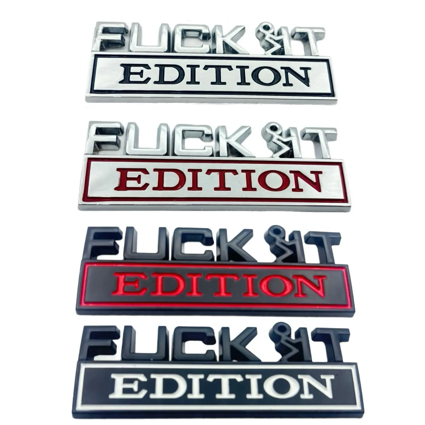 Fuck IT Edition Emblem, Car Exterior Emblems Badge 3D Sticker Decal, Fuck-IT Edition Emblem 3D Fender Badge Decal, 3D Fender Badge Decal Car Truck Replacement, Fit for All Cars Motorcycle (Sliver Black)