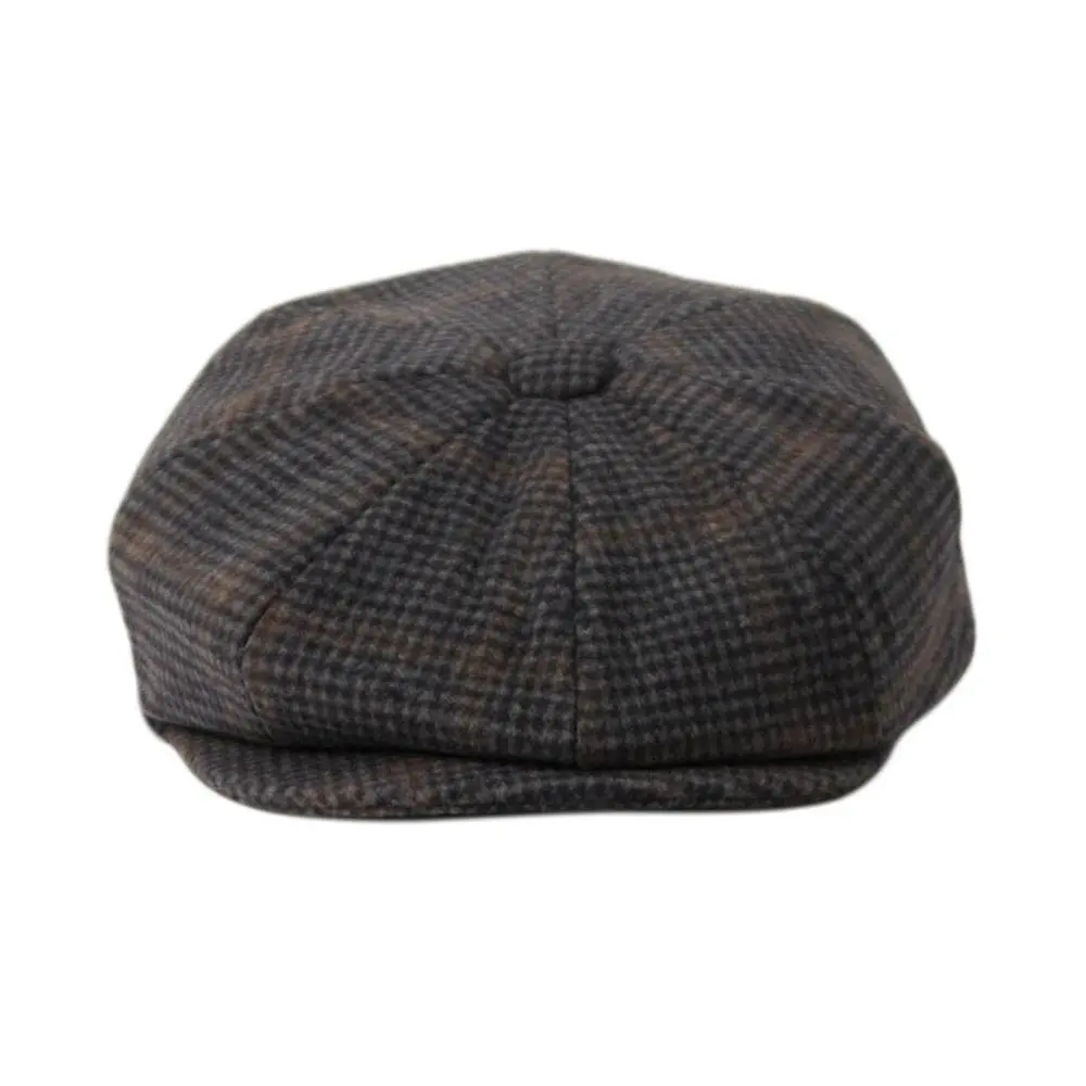 Men's Glen Plaid Wool Blend Tweed Herringbone Newsboy Ivy Cap Snap Brim Gatsby Hat