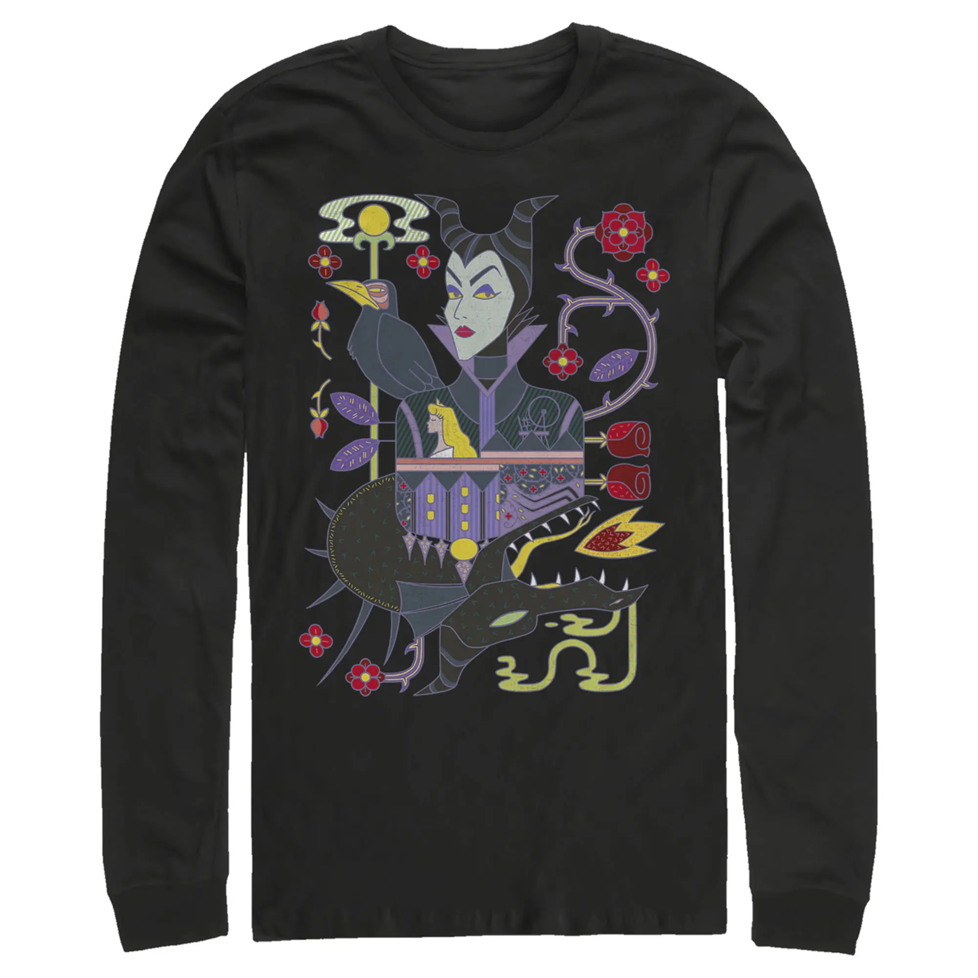Men's Sleeping Beauty Dual Maleficent Portrait Long Sleeve Shirt
