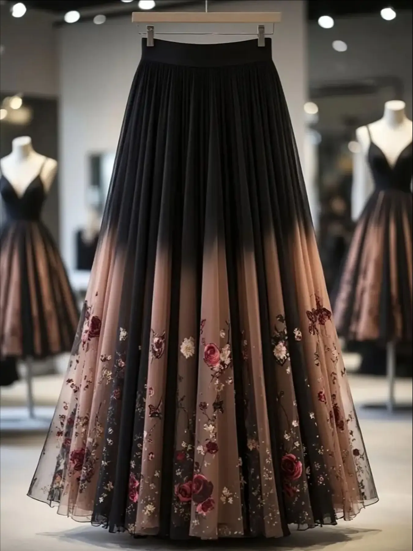 Elegant Rose Print Mesh Half Body Skirt, Long Floral Pattern Dress, Women's Fashion Clothing, Perfect for Parties & Special Occasions - TikTok Shop Elegant Rose Print Mesh Half Body Skirt, Long Floral Pattern Dress, Women's Fashion Clothing, Perfect for Parties & Special Occasions - TikTok Shop