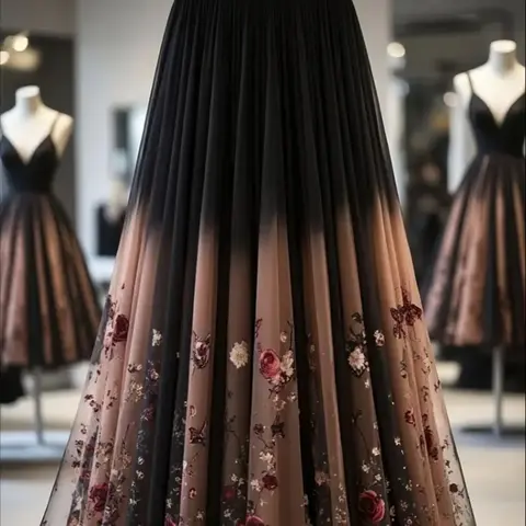 Elegant Rose Print Mesh Lightweight Fitted Half Body Skirt, Long Floral Pattern Dress, Women's Fashion Clothing, Perfect for Parties & Special Occasions, Breathable Tulle Skirt, Floral Printed Skirt, Floral Skirts
