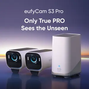 eufyCam S3 Pro 2-Cam Kit, Solar Surveillance Camera Outdoor Wireless, MaxColor Night Vision, 4K Security Camera with Solar Panel, Forever Power 2.0, Face Recognition AI, Expandable Local Storage, No Monthly Fee｜Spingtok