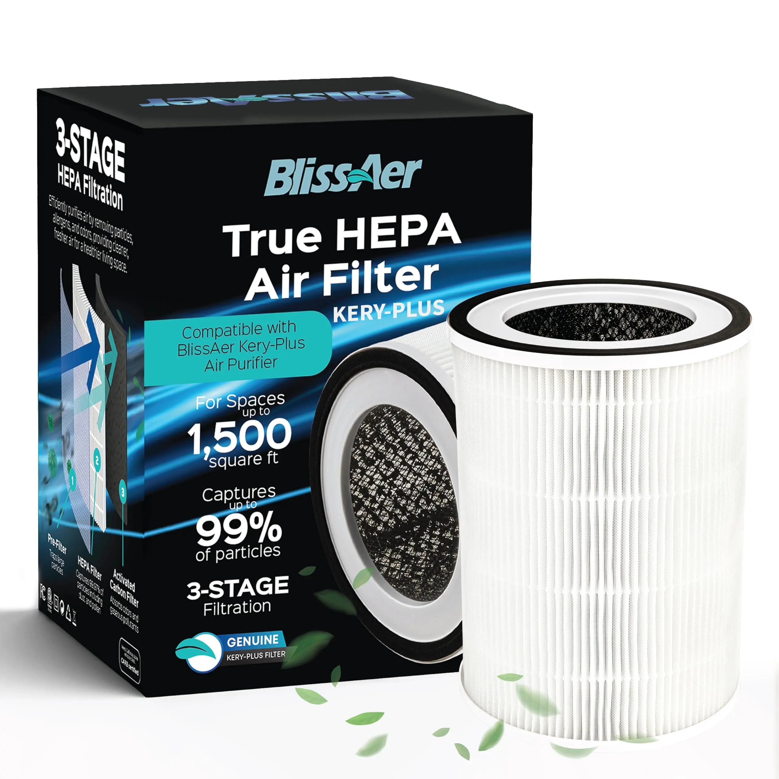 HEPA Replacement Filter for Kery Plus Air Purifier – Durable Nylon H13 True HEPA Filter for Cleaning Home, Smoke, Dust, Pet Dander & Particles – High-Efficiency Air Purifier Filtration - Easy to Install