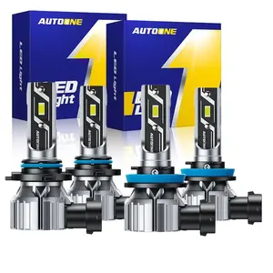 AUTOONE Father's Day Gift 9005/HB3 H11/H9/H8 Headlight, 24000LM 300% Brighter Bulbs Combo 5 Mins Install, E3 Series, Plug-N-Play, IP68 Waterproof, H11 LED Headlight Super Bright Bulbs Kit 6500K White 62000LM High/Low Beam, Pack of 4, Car Led Lights
