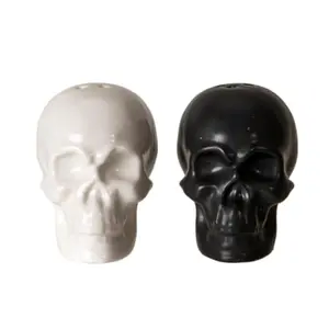Black and White Skulls Ceramic Salt And Pepper Shaker Set