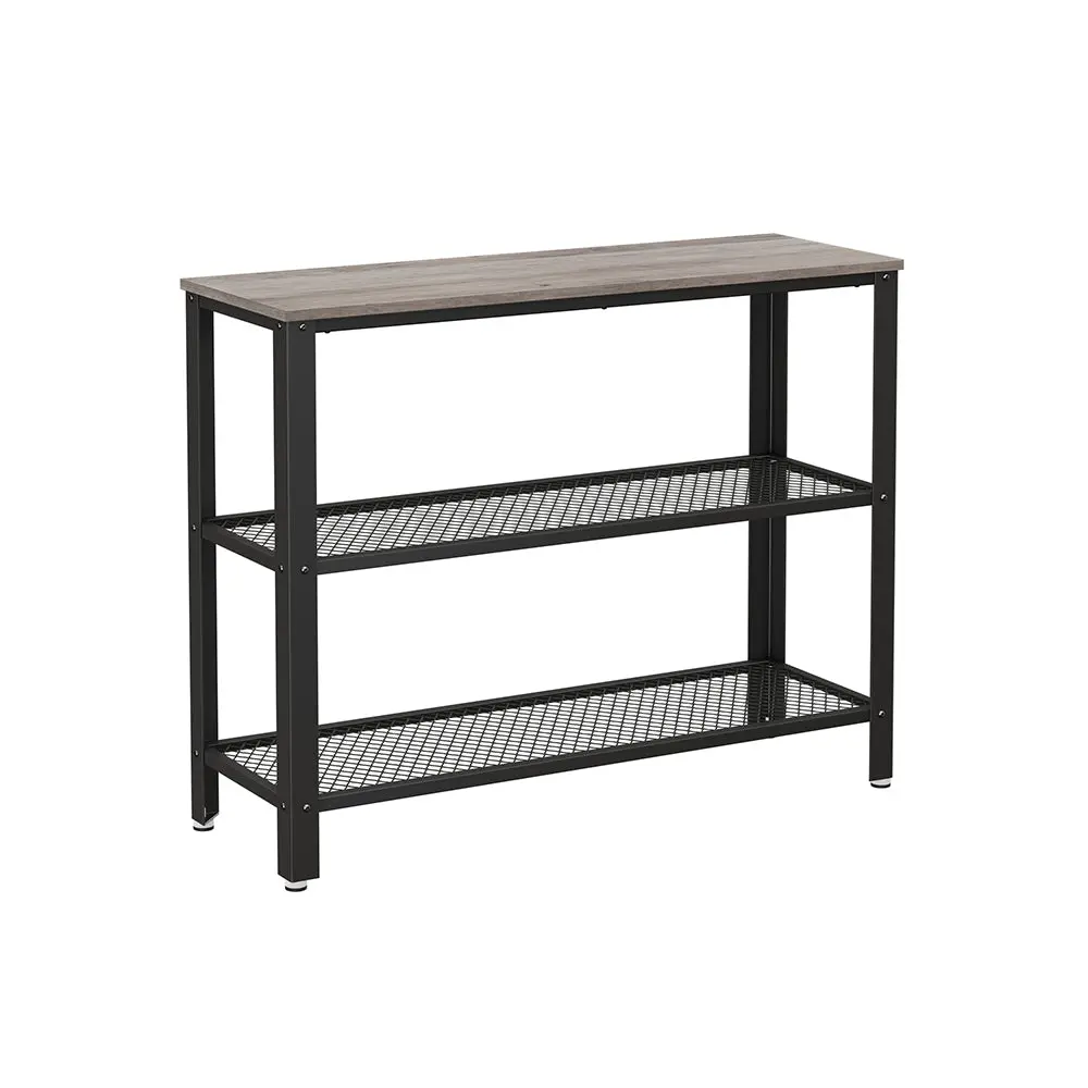 VASAGLE 40" Industrial Console Table, 3 Tier Entryway Table with Storage Shelf, Narrow Sofa Table