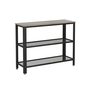 VASAGLE 40" Industrial Console Table, 3 Tier Entryway Table with Storage Shelf, Narrow Sofa Table