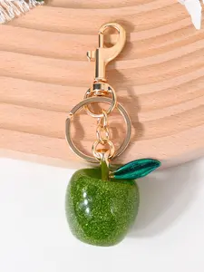 Exquisite style, light luxury, cute apple shaped sparkling pink keychain, chain hanging decoration design, small and convenient to carry, can be used as a bag hanging decoration, carried around, and has a wide range of uses
