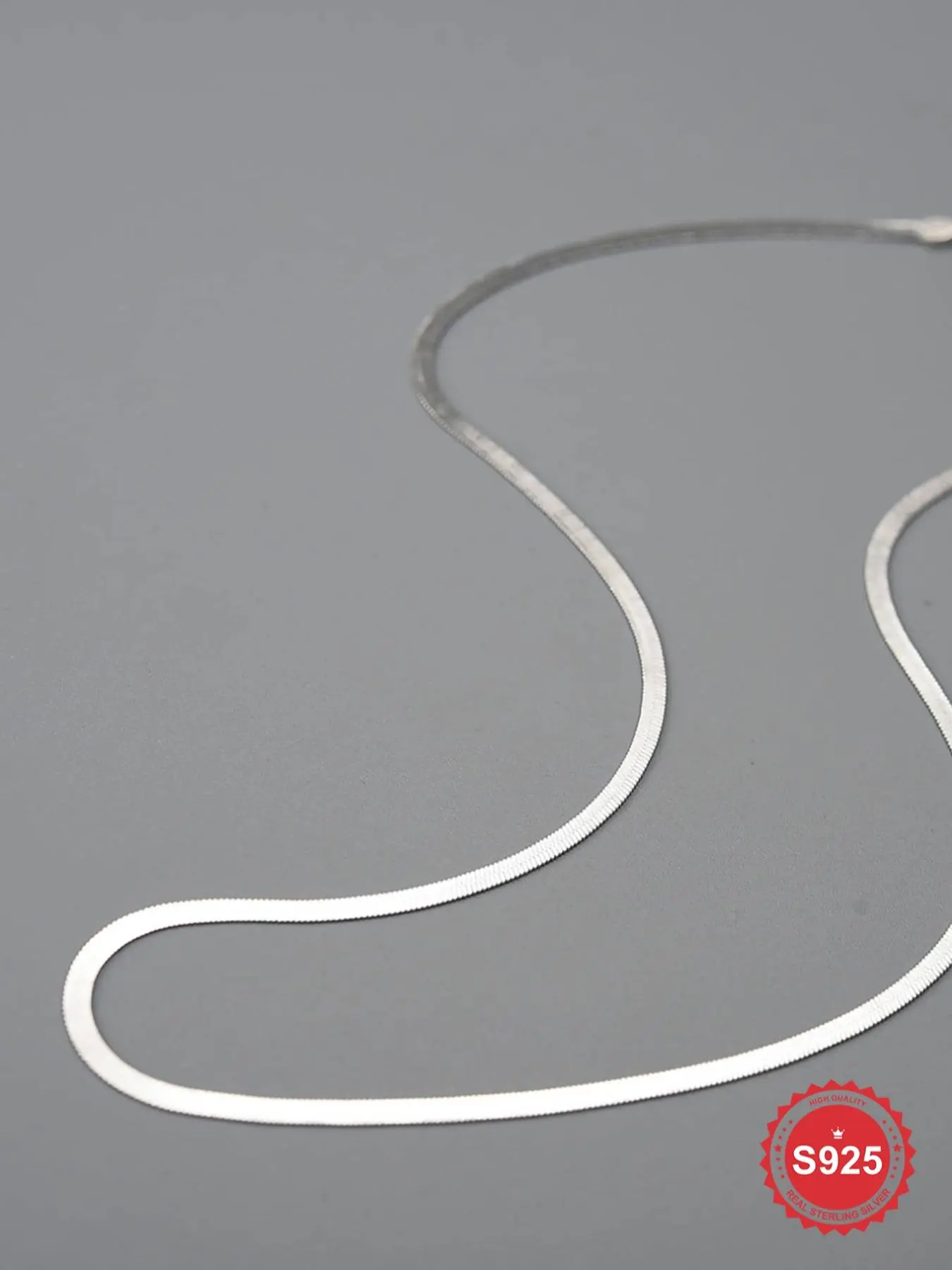 S925 Sterling Silver Flat Snake Bone Design Necklace, Fashion Jewelry for Party, Daily Clothing Decor, Trendy All-match & Exquisite Jewelry for Birthday Gift, Snake Chain Necklace