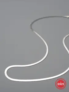 S925 Sterling Silver Flat Snake Bone Design Necklace, Fashion Jewelry for Party, Daily Clothing Decor, Trendy All-match & Exquisite Jewelry for Birthday Gift, Snake Chain Necklace