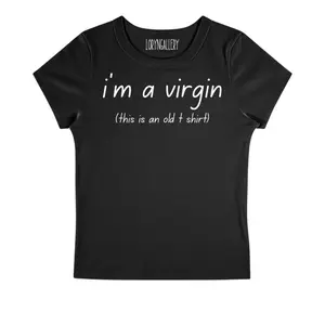 I’m a virgin baby tee – viral women’s baby tee • trendy Y2K aesthetic crop top • edgy graphic fitted tee  Womenswear Cropped