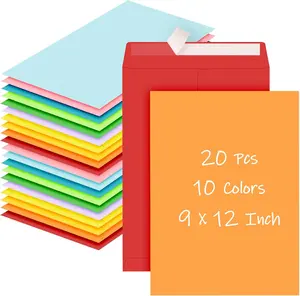 Envelopes Colored 9 x 12, 20 Pcs Mailing Envelopes, Colorful Large Envelope, 100 GSM Printable Catalog Envelopes For Storage, Mailing, Organize, Office and Home