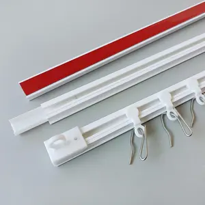 Self Adhesive Curtain Track, Wall Track Set- No Drill, No , Wall mounted, Adhesive Curtain Rod, Easy to install curtain rails(4FT/48IN)