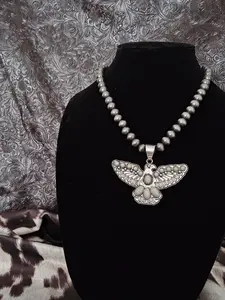 2 1/2" EAGLE PENDANT ON 16" NAVAJO FASHION PEARLS