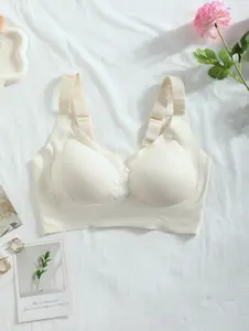 【Flash sales】Big size Women's Solid Wireless Bra Comfortable Breathable Push Up Soft Lightweight Lingerie for All Seasons High Elastic Fabric Seamless Gift Elastic Everyday Wings Womenswear minimizer bra  women Push-Up Set
