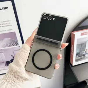 High-Quality Matte Transparent Protective Phone Case for Samsung Galaxy Z Flip7 Smartphone, Wireless Charging Support, Anti-Slip Design, Magnetic Hinge Protection