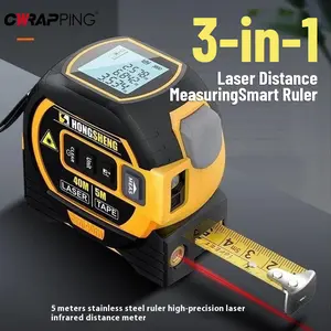 3 in 1 Laser Rangefinder 5M Tape Measure Ruler LCD Display with Backlight Distance Meter Building Measurement Device Tools
