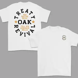 Oak Revival Treaty Casual T-Shirt, a meaningful gift for couples. Show your love for music, Casual Gift Graphic T-Shirt, for men's wear.