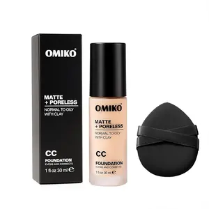 Matte Poreless Flawless Foundation Liquid, Oil Control, Waterproof, Sweatproof, Long-Lasting, Full Coverage, Natural Finish, Includes Sponge
