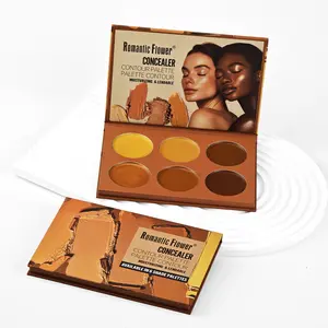 6-Color Deep Foundation & Corrector Concealer Palette, Buildable Pigmented, Matte Shimmer Finish, Stacking Coverage, Oil Control, Suitable for All Skin Types