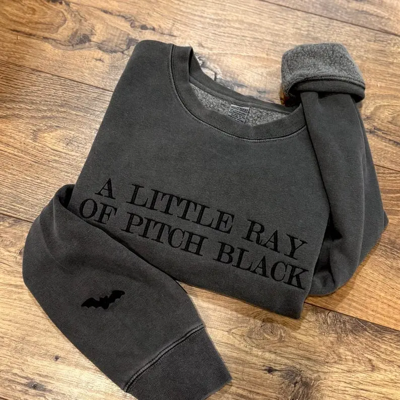 Embroidered A Little Ray Of Pitch Black Sweatshirt