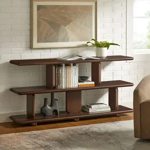 Lyle Sculptural 2-Tier Bookshelf in Walnut