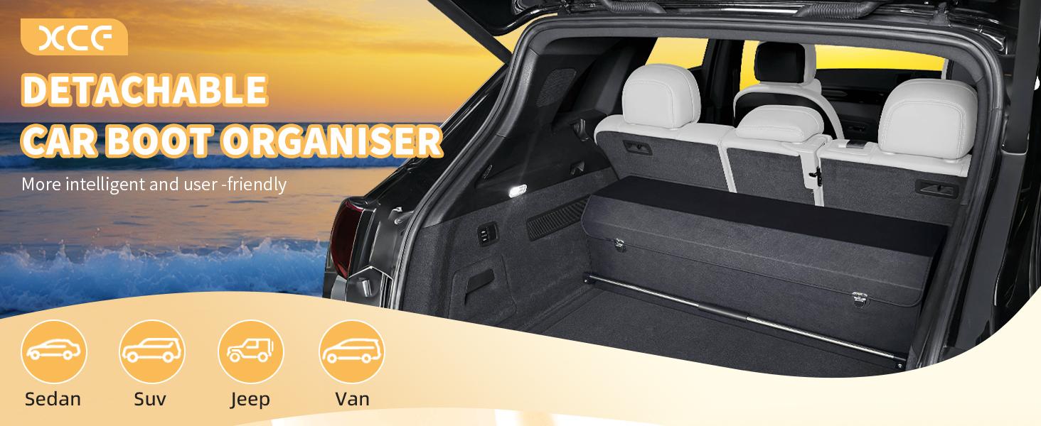 Trunk Organizer for SUV, Collapsible Leather Trunk Organizer for Car with Lid Car Storage for Sedans, Truck, Van, Jeep (Black, 37 x 11.4 x 12.2in)