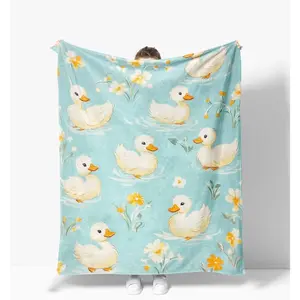 Duck Blanket Warm Plush Duck Flannel Throw Blanket Super Soft Flannel Cozy Fuzzy Ducks Stuffed Animal Blanket Gifts for Kids Teens Adults Room Decor