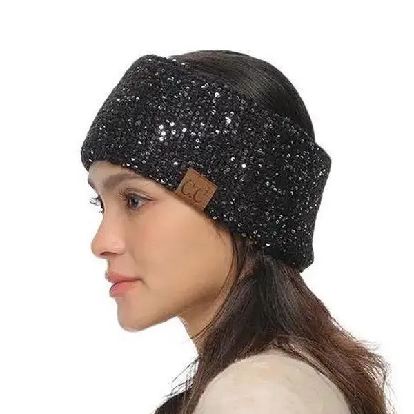 C.C Sparkling Sequin Headwrap for Women - Opulent and Dazzling Women's Headwear for a Touch of Glamour Hair Braid Headband Braided Headband