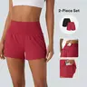 【Creator’s Pick】Halara 2-Piece Super High Waisted Back Pocket & Side Hidden Pocket 2-in-1 Yoga Shorts 3" Set
