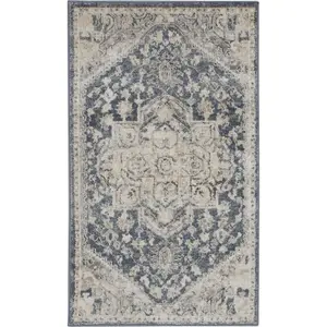 Nourison Concerto CNC08 Area Rug Ivory Blue 2'2" x 3'9"