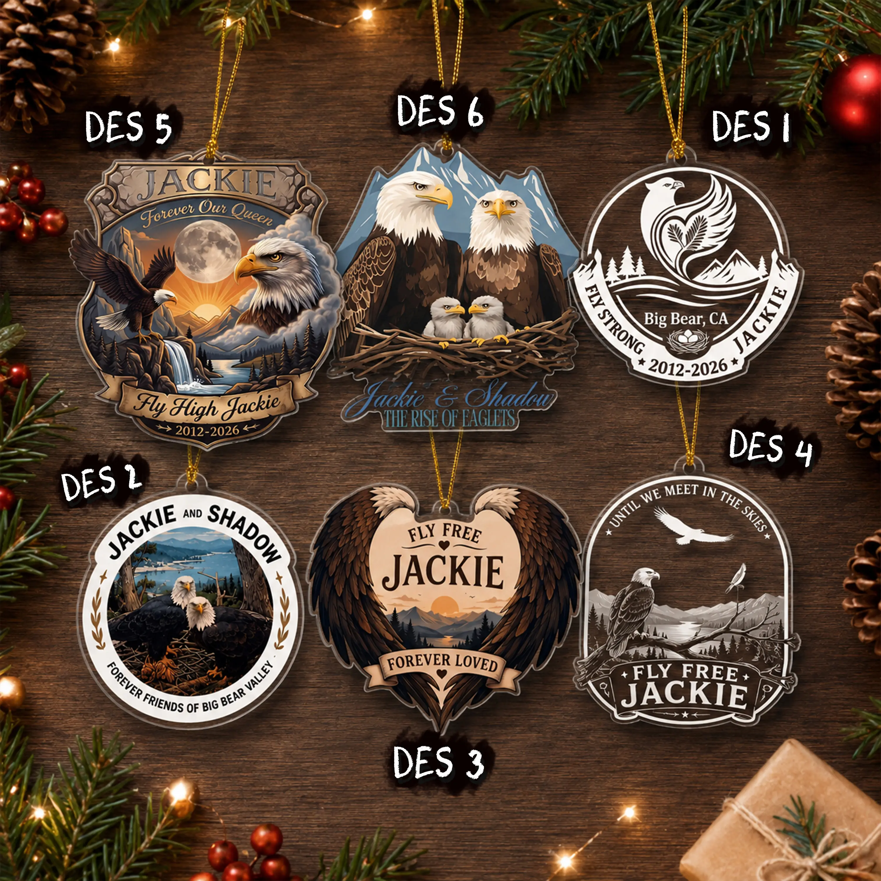 Jackie and Shadow Bald Eagles of Big Bear Lake Acrylic Ornament or Keychain