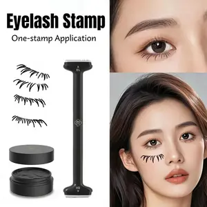 2-In-1 Dual-Head False Lash Stamp Makeup Tool Set, Quick-Dry Long-Lasting Portable, Sweat-Resistant, Multiple Styles and Colors, Essential for Beginners