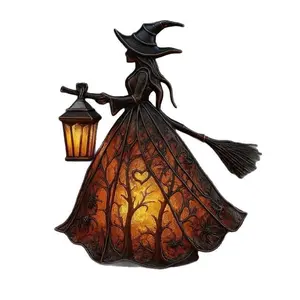 Creative Witch Figure Desk Lamp, Resin Base Ornament for Home Decor