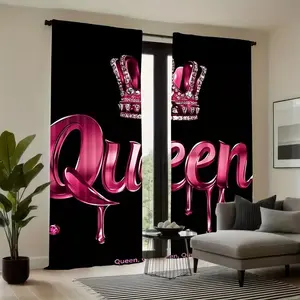 Elegant Queen Window Curtain Set, 100% Polyester Material, Ideal for Privacy, Bedroom and Living Room, Luxury Design, 2 Piece