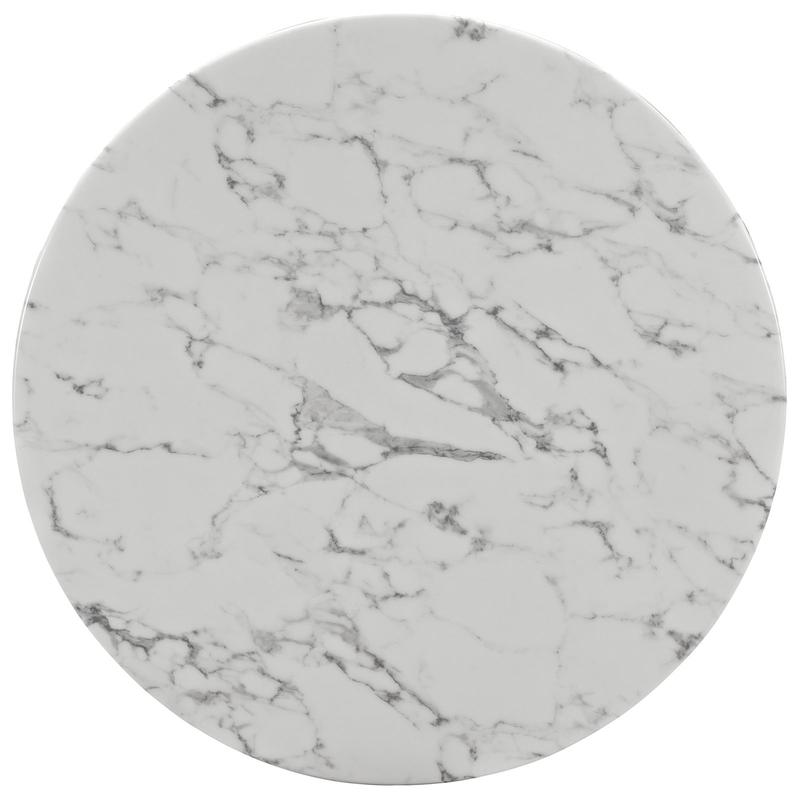 Modway Lippa 40" Round Artificial Marble Dining Table in White