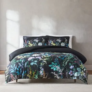 Lush Decor Fantasy Floral Cotton Duvet Cover Set - 3-Piece Full/Queen Size with 1 Duvet Cover & 2 Shams - 100% Cotton - OEKO-TEX Certified - Modern Victorian Gothic Decor